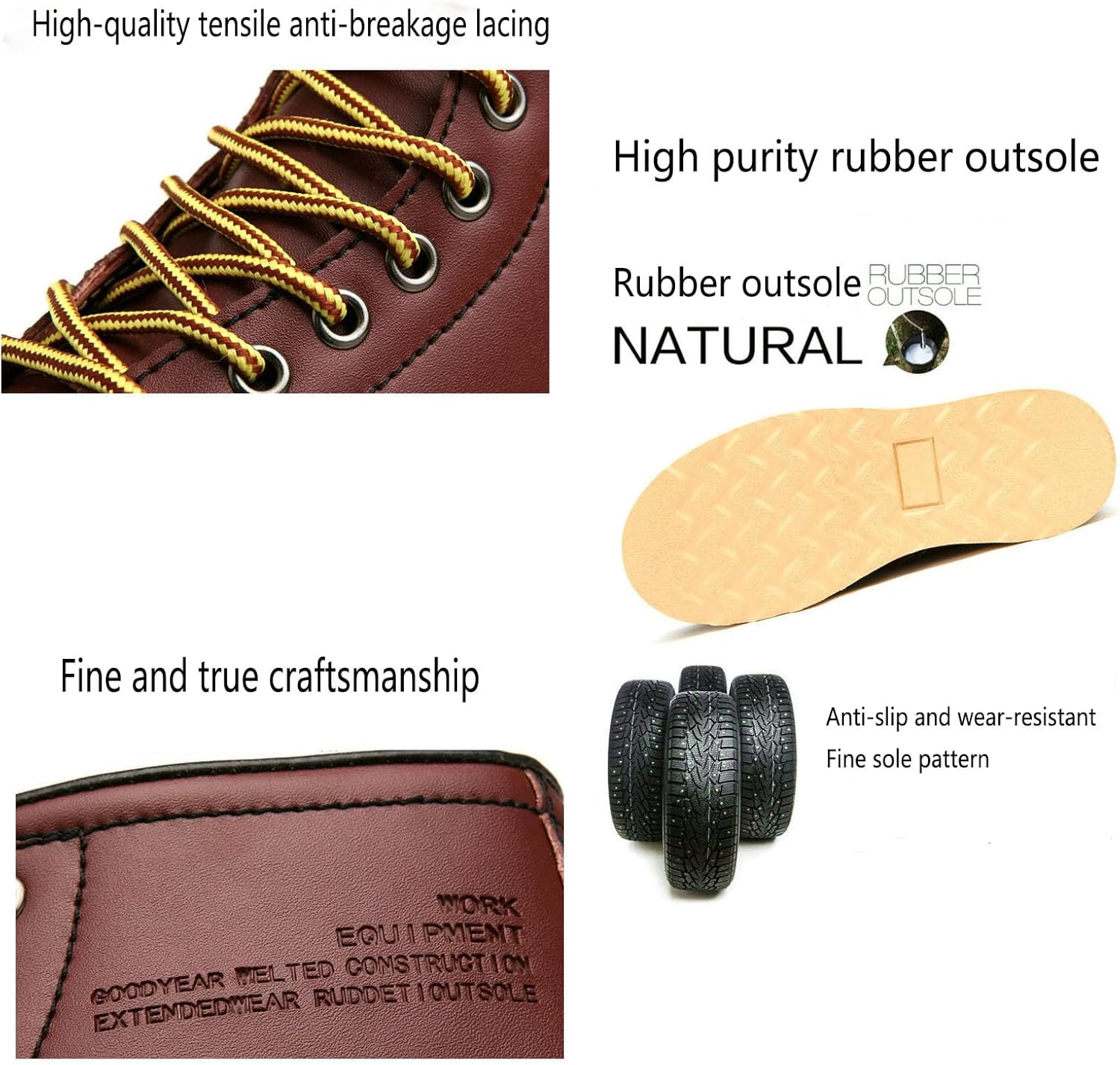 Men's Fashion British Style Leather Work Boots Slip Resistant Shock Absorbing Full Grain Leather High Top Leather Boots Industrial Construction, Roofing, Electricians - Image 7