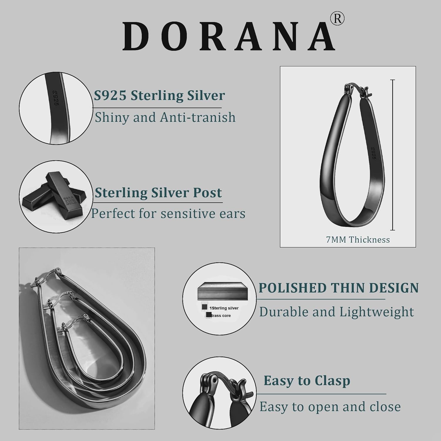 Sterling Silver Hoop Earrings for Women Large Oval Hoop Earrings Lightweight Big Gold Hoops Earrings Hypoallergenic 14K Gold Plated Hoops Earrings Non Tarnish Jewelry Gifts 20/30/40mm - Image 2