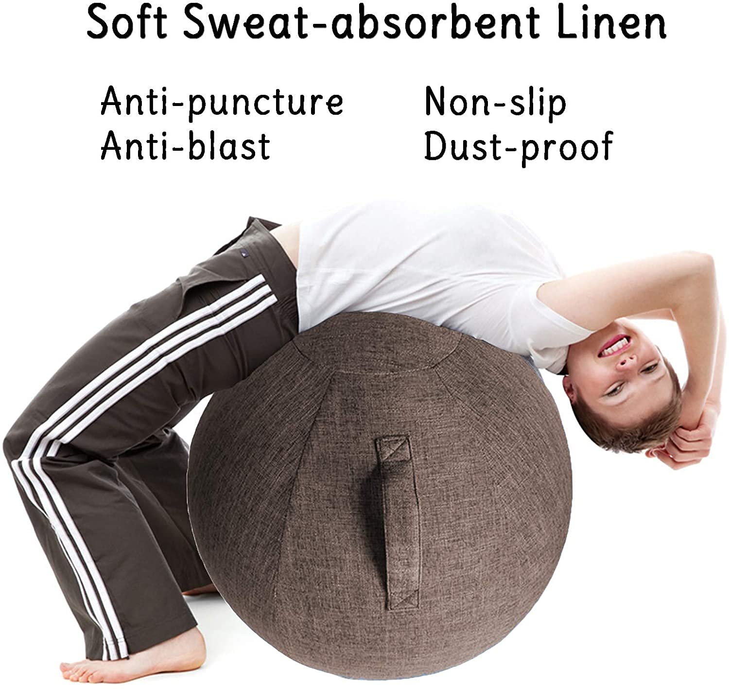 Palla Fitness 65cm Fitball Sedia Palla Ufficio Palla da Seduta Resistente Copertura per Gravidanza/Pilates /Sedia Yoga / Addominali (75CM,Castano)