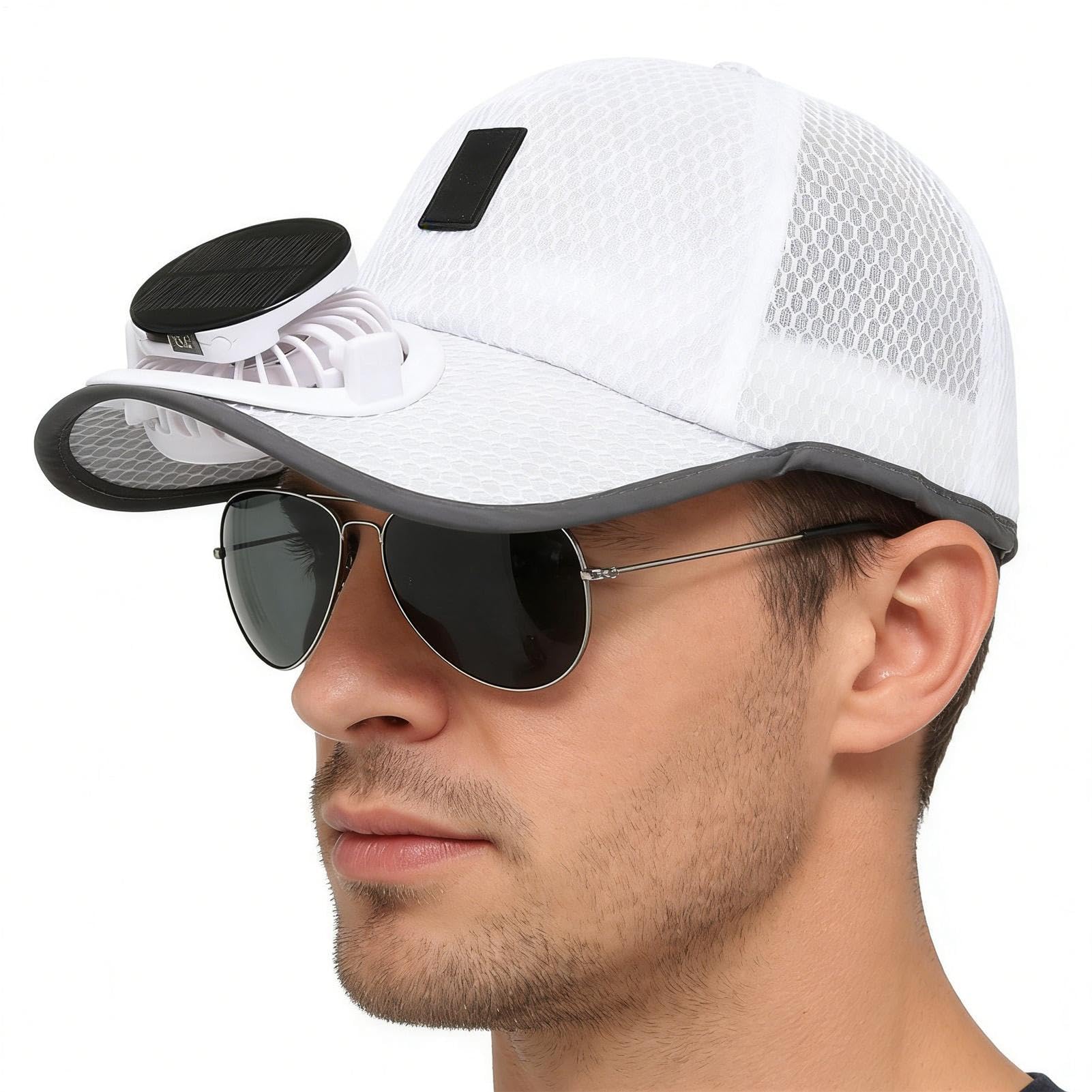Fan Hat Uomo Donna 3-Velocità 1000mAh USB Ricarica Solare