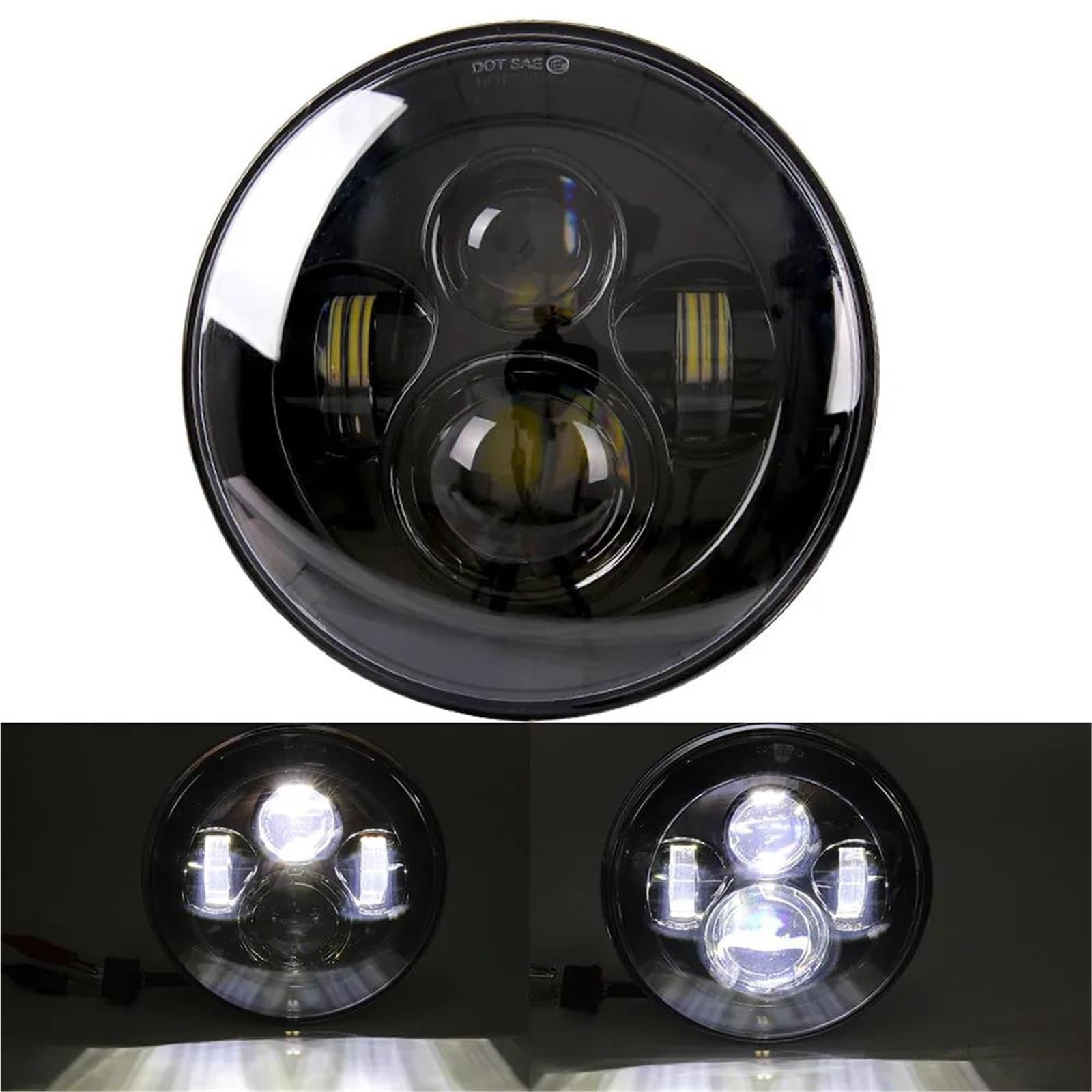 Faretti Moto Led Faro Anteriore A LED 7 Pollici Moto Per Kawasaki Per Vulcan VN 500 750 800 900 1600 1700 1500 Dal 1993-2008 Per Ducati Per Monster 1000 600 Faro LED rotondo(40W Headlight Black)