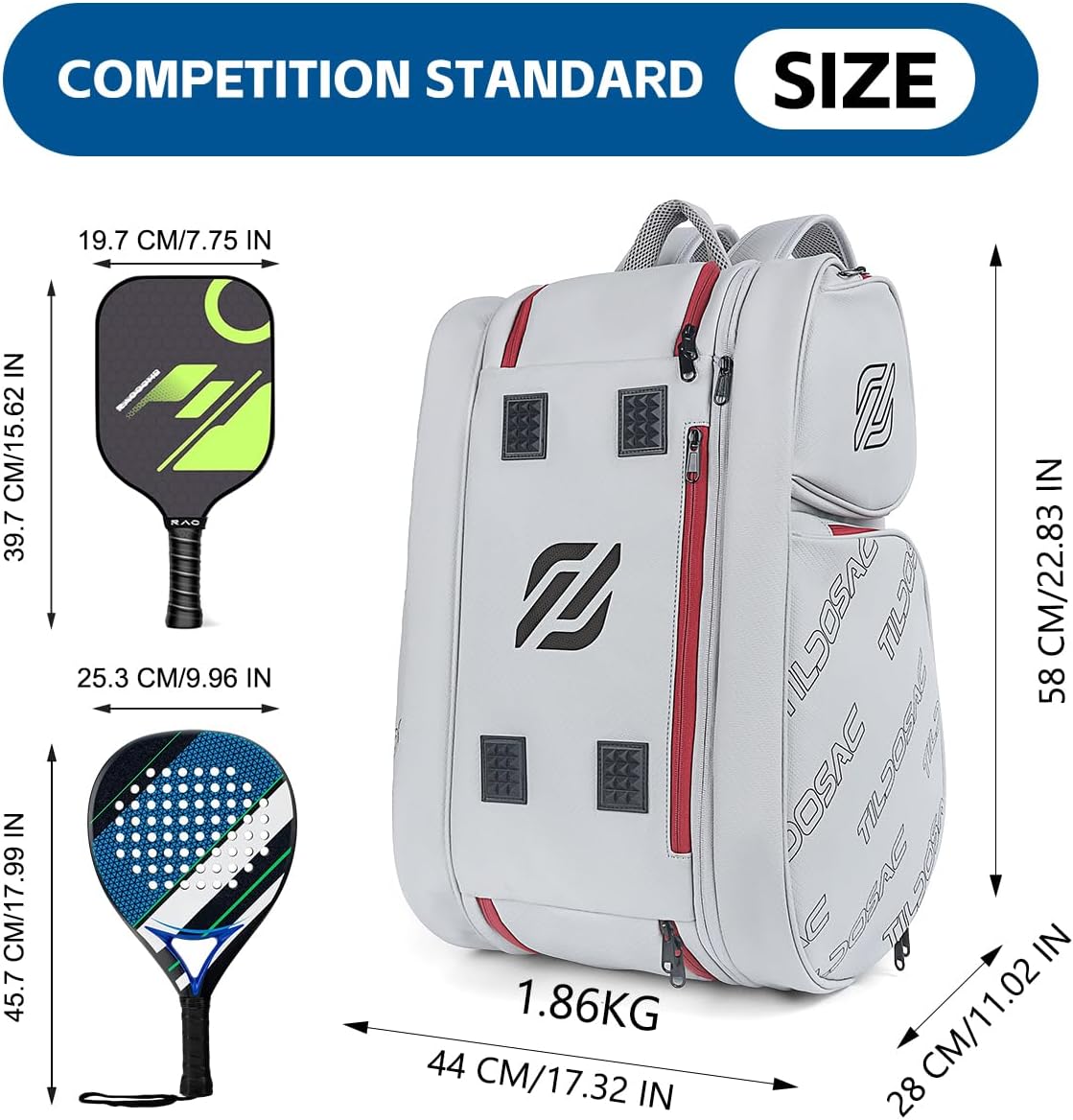 TILDOSAC 2-in-1 Detachable Pickleball & Padel Bag for Men Women | Thermal Foil Insulated Racket Compartment | Outdoor & Gym