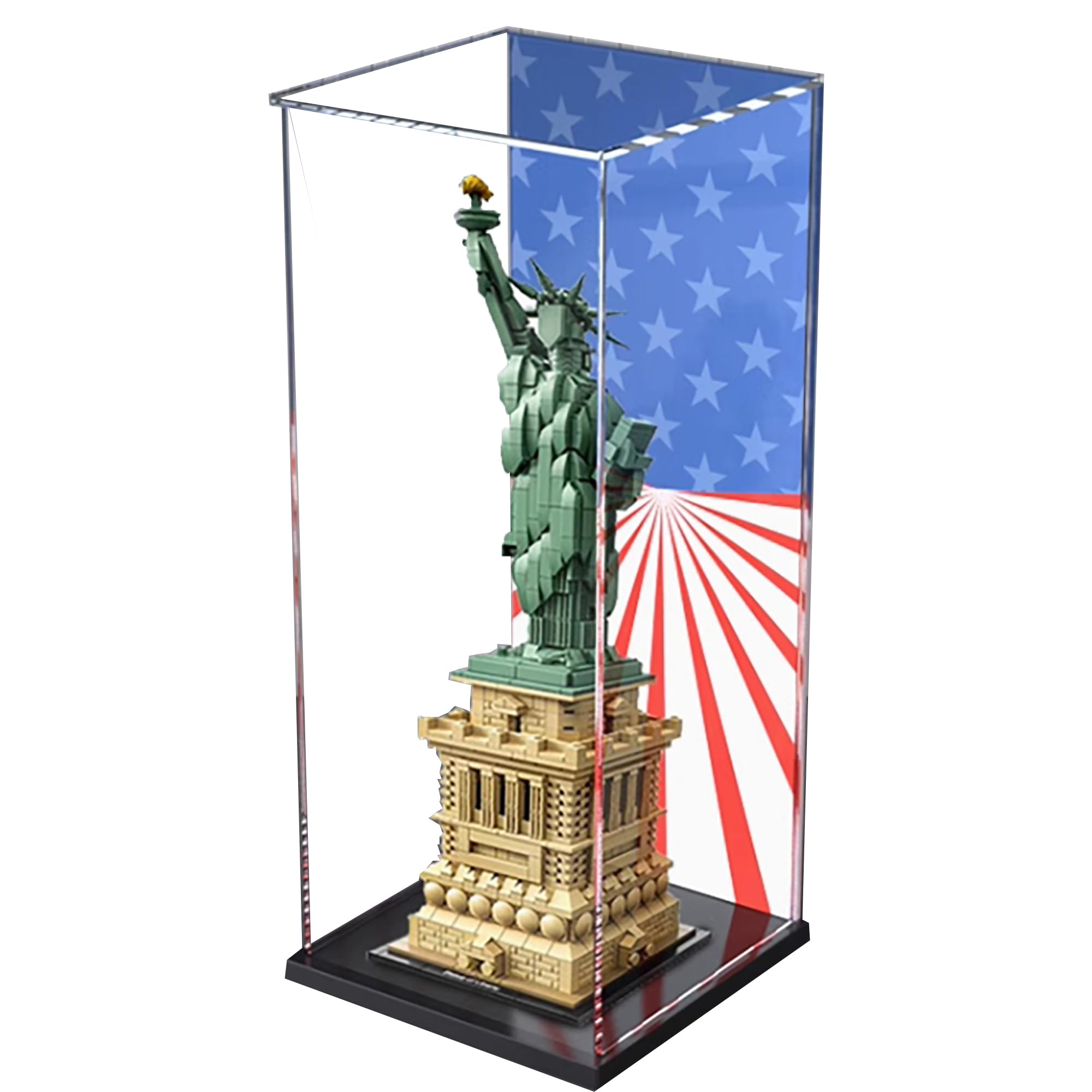 Acrylic Display Case for Lego 21042 Statue of Liberty Building Street View Model, 3mm Dustproof Display Box, Display Case Compatible with Lego 21042 (Model Not Included)