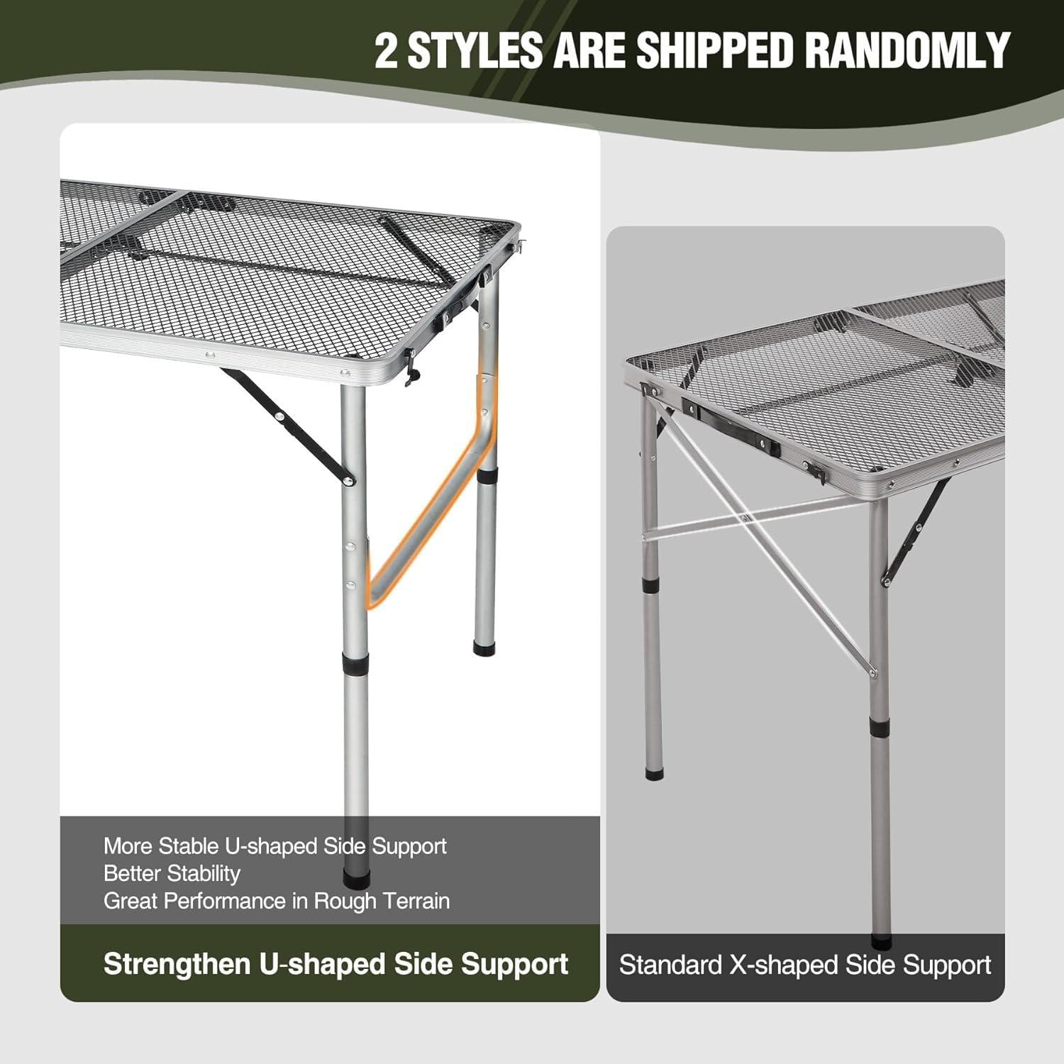36x24 Folding Aluminum Outdoor Grill Table with Adjustable Height Legs, Lightweight Portable Metal Table for Camping Picnic BBQ and Backyard Cooking