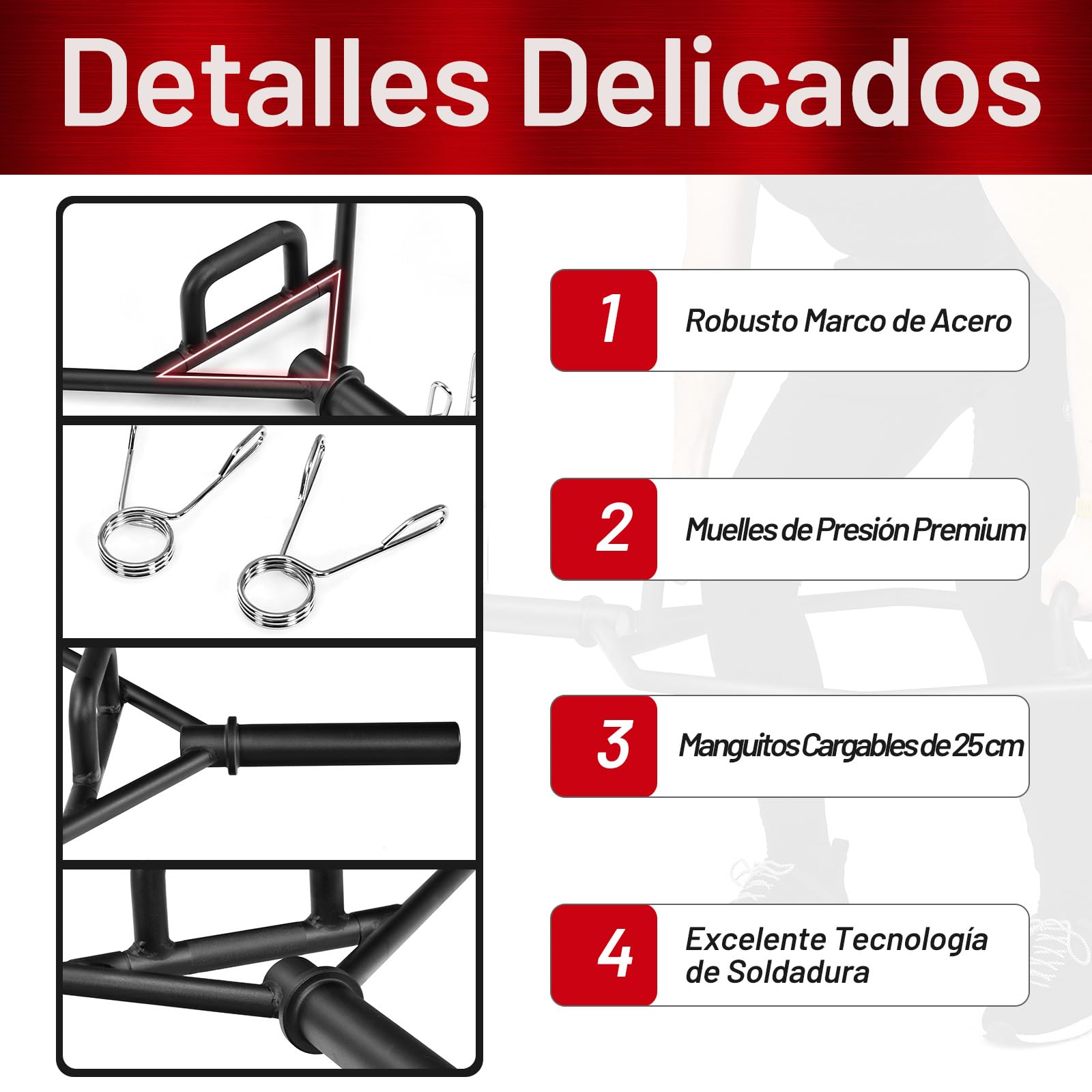 GYMAX Barra Hexagonal Olímpica, Barra Trapezoidal para Entrenamiento de Fuerza con Manguitos Cargables y Collares de Resorte de 26 cm, Barra de Encogimiento de Pesas