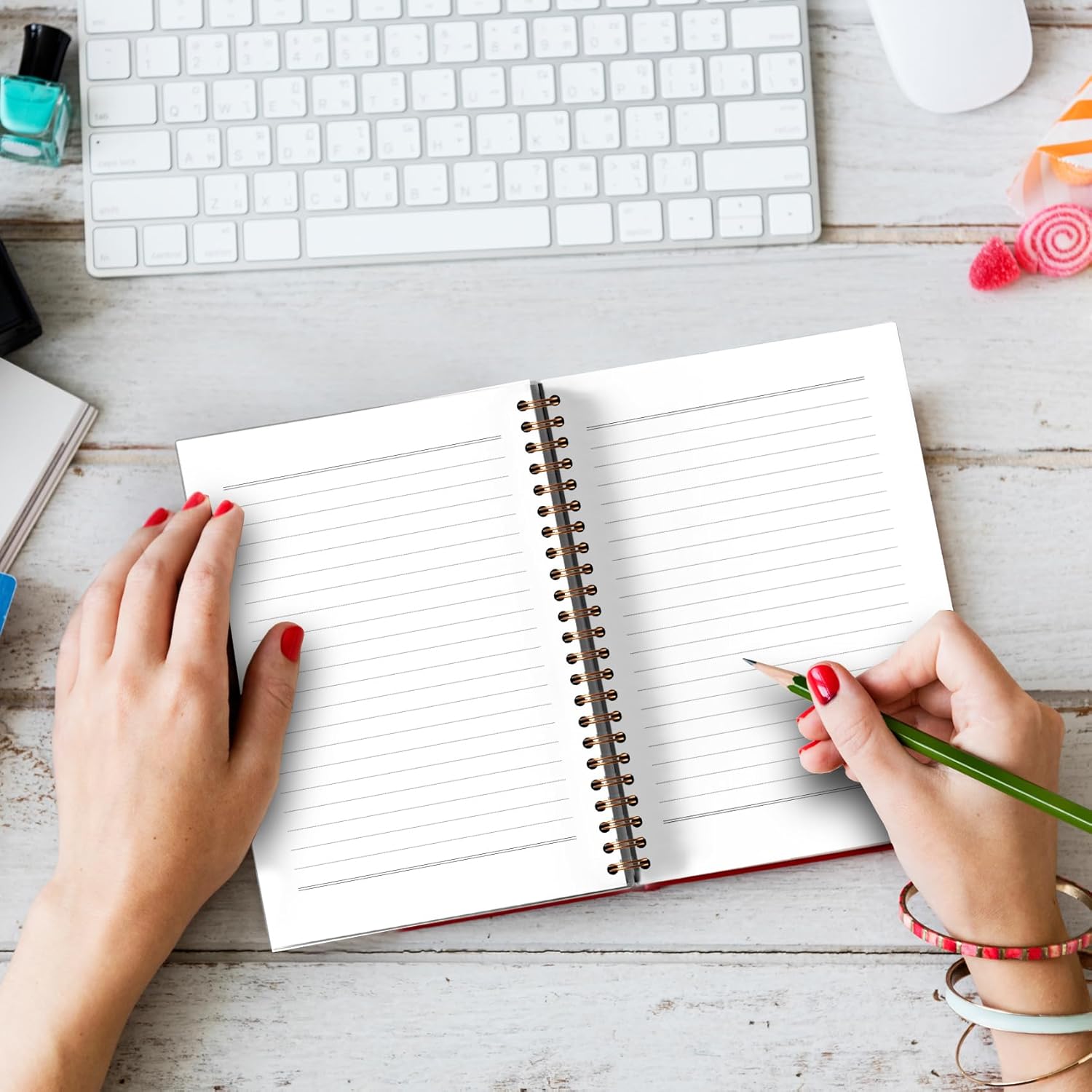 Foritho Pink Coquette Bow Cherry Notebook, Coquette Cherry Bow Girly Aesthetic Journal for Writing, Preppy Office Supplies, Pink Spiral Notebook 5.5x8.3 Inch - Image 4