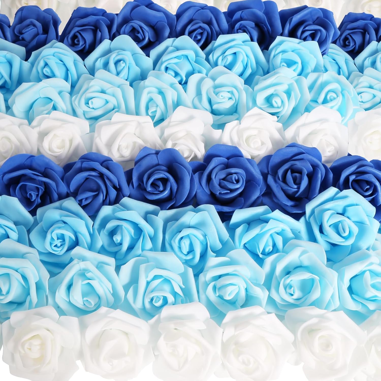 200PCS Foam Flowers Roses Artificial Flower Heads Artificial Roses Bulk Foam Rose Heads for DIY Wedding Bouquets Centerpieces Party Baby Shower Home Decor(Series Blue)