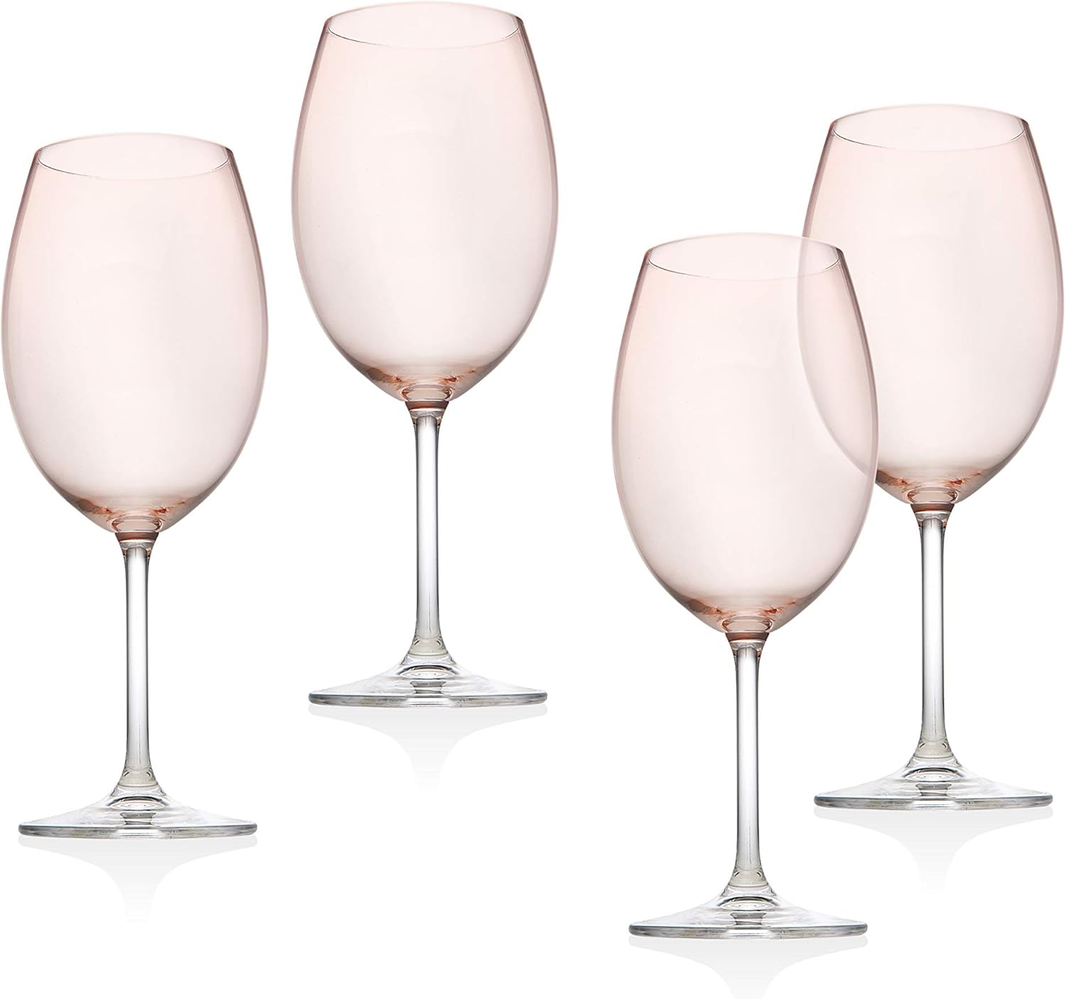 Godinger Wine Glasses, Stemmed Wine Glass Goblet Beverage Cups - Meridian Blush, 12oz - Set of 4