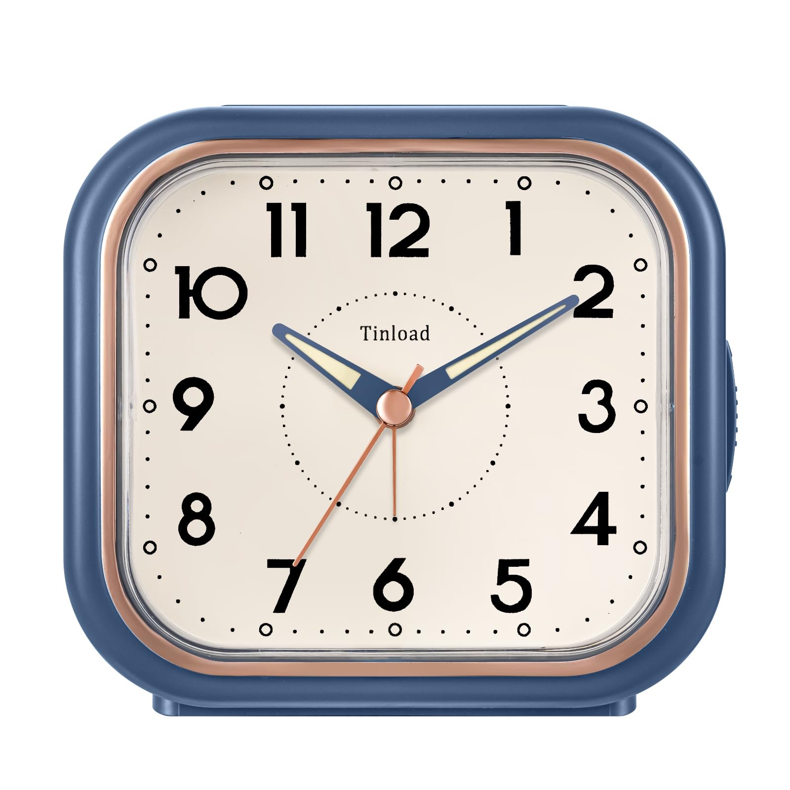 4.5" Vintage Retro Analog Alarm Clock, Super Silent Non Ticking Clock with Manual Light, Snooze, Battery Operated, Simply Design, for Living Room, Bedroom, Bedside, Desk(Blue)