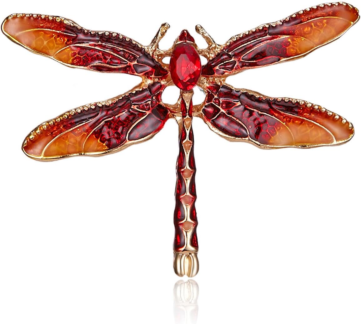 Pretty Enamel Red Blue Dragonfly Brooch Pin Charm Women Men Pin Jewelry