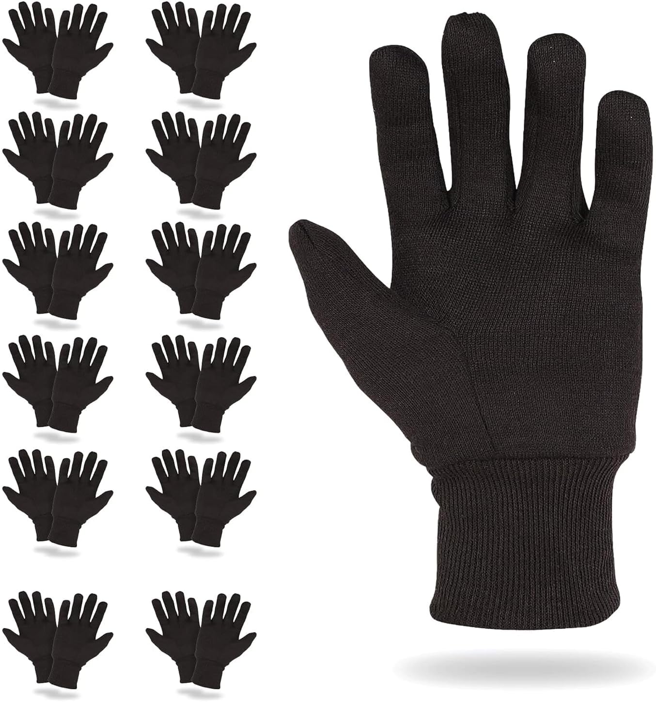 ABC PACK & SUPPLY Jersey Gloves, Brown Cotton Polyester Work Gloves, 9.5 Inch Reusable Knit Glove with Elastic Wrists, Bulk Pack of 600
