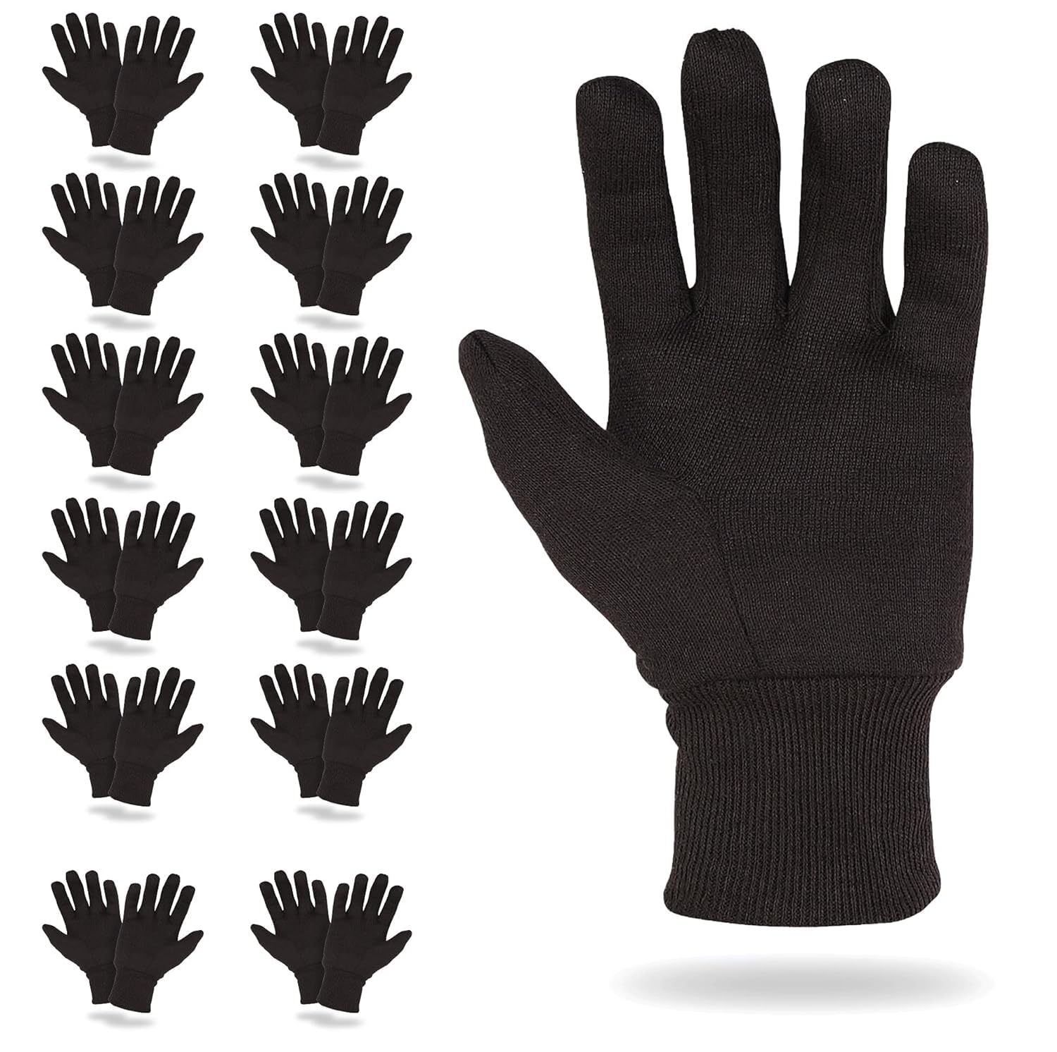 ABC PACK & SUPPLY Brown Jersey Gloves for Women and Men, 9.5 Inch. Pack of 600 (300 Pairs) Reusable Polyester and Cotton Jersey Work Gloves with Elastic Knitted Wrists. Washable Cotton Gardening Gifts
