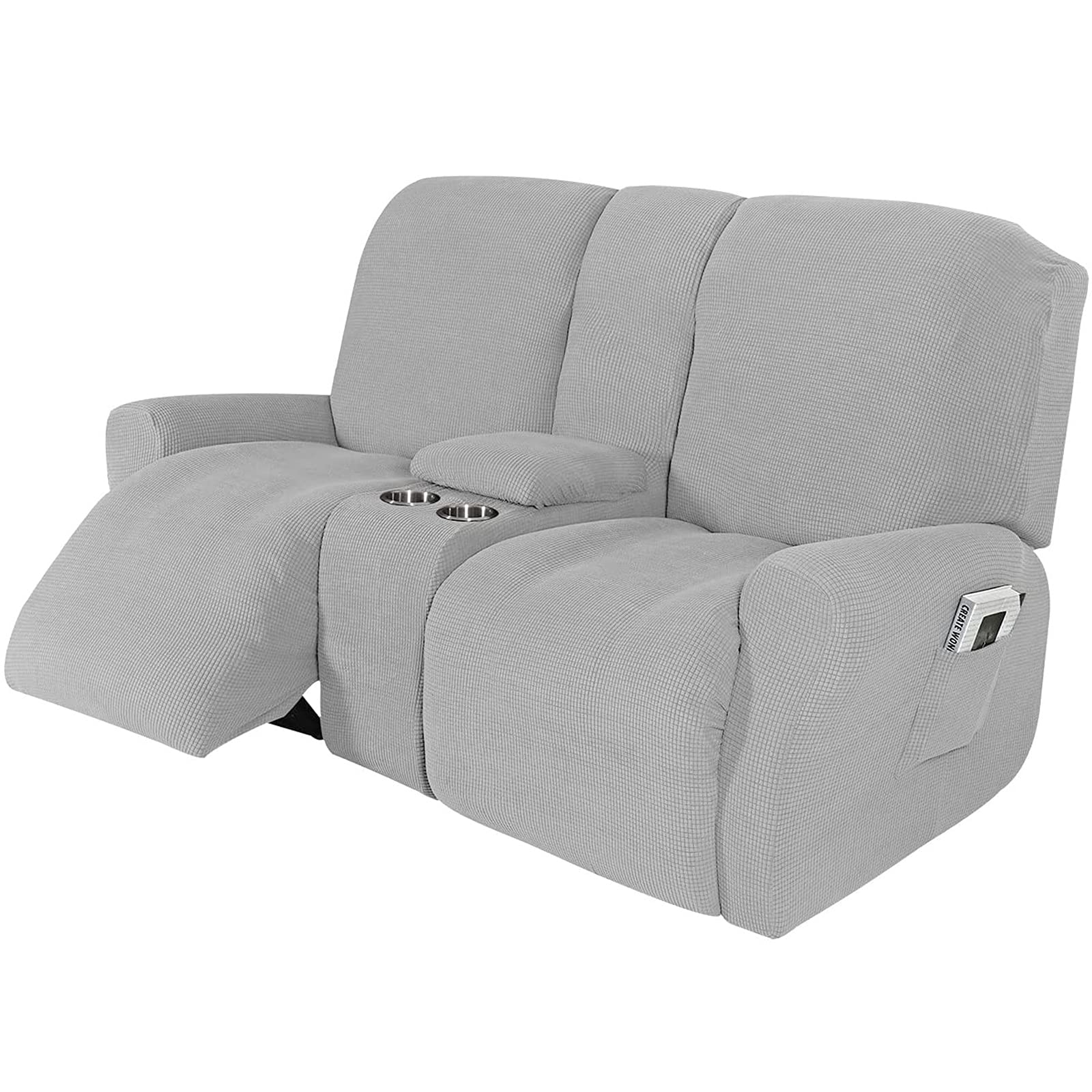 Recliner Sofa Slipcover, with Cup Holders - Furniture Protector Cover for 2-3 Seater Reclining Sofa with Console - Sofa Cover