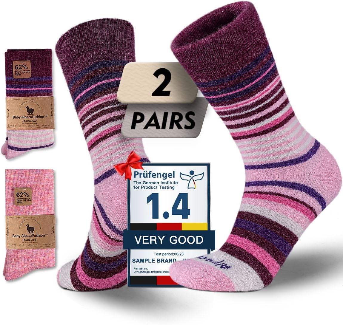 Alpaca Wool Heavyweight Crew Socks for Winter Hiking Boot Casual Socks Cold Weather Thermal Warm Thick Breathable