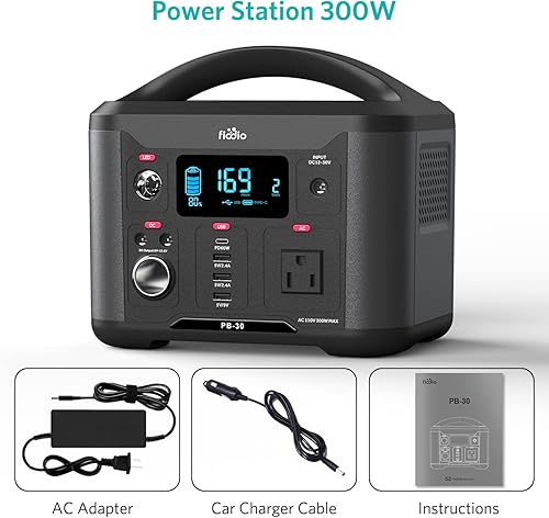 Miniatura 11 de Estación de energía portátil de 300 Wh, generador solar con salida de CA de 110 V 300 W, PD de carga rápida de 60 W, carga hasta 8 dispositivos,