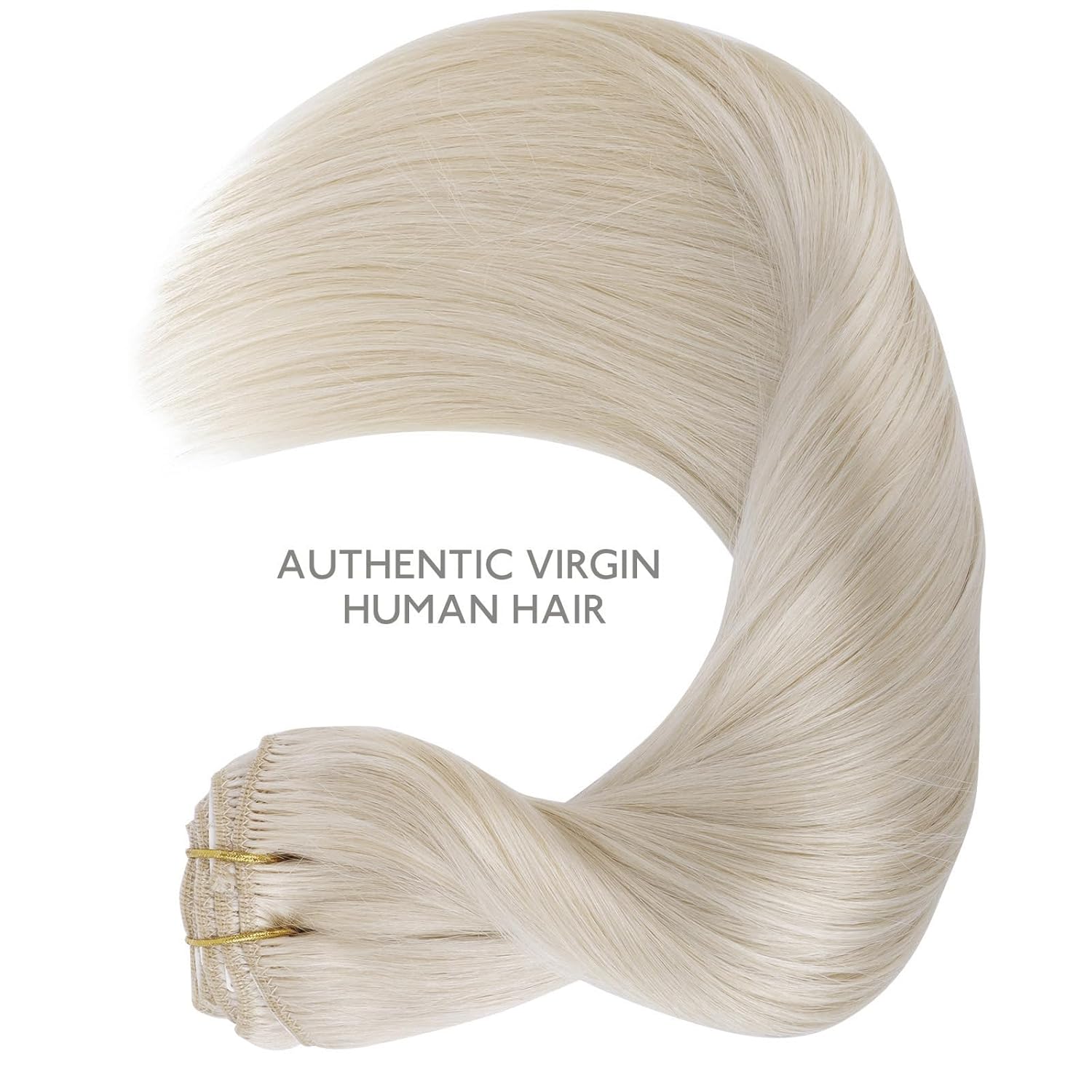 WENNALIFE Clip in Hair Extensions Real Human Hair, 18 Inch 120g 7pcs Platinum Blonde Human Hair Remy Clip in Hair Extensions Real Human Hair Double Weft