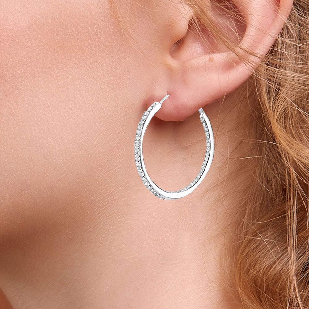 Hoop Earrings, Fashion Jewelry CZ Cubic Zirconia Rhinestone Hoop Earrings for Women Gifts 1.38in, 1.5in, 1.77in - Image 2