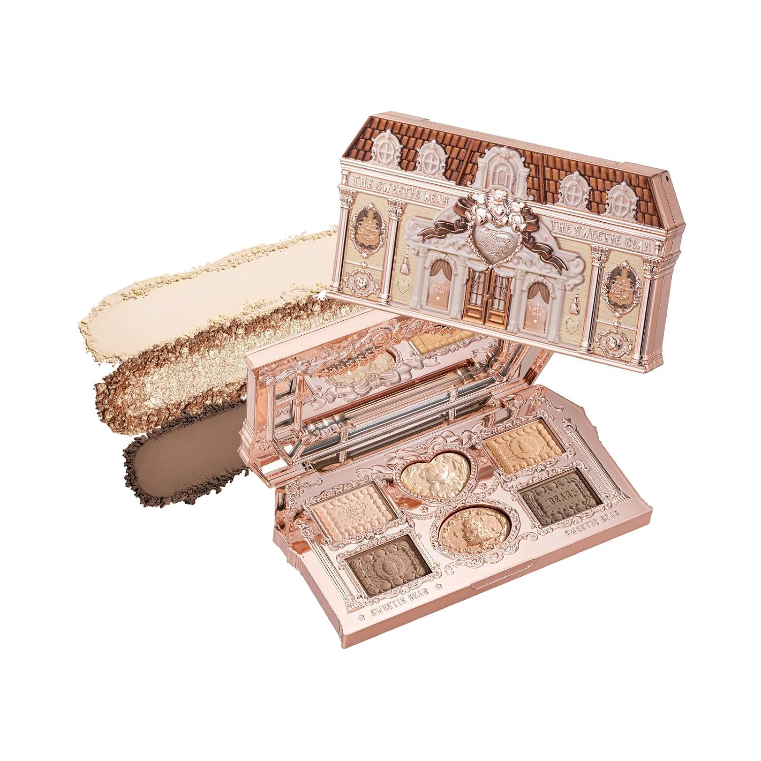 Flower Knows The Sweetie Bear 6-Color Makeup Palette, Warm Caramel Brown | 4 Matte and 2 Shimmer Shades, Smooth Blendable Powder Formula, Gift-Ready Collectible Compact, Vegan-image-46