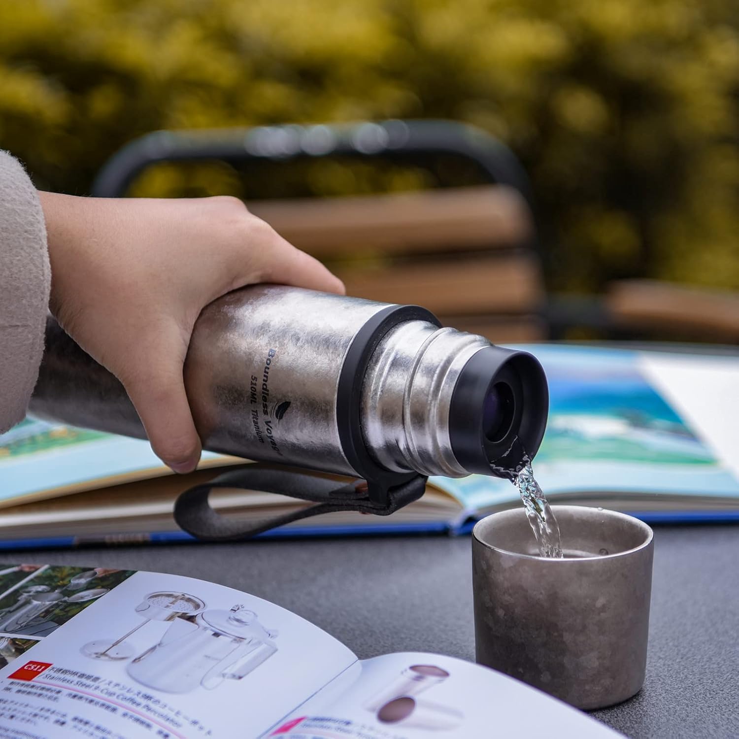 Boundless Voyage Titanium Vacuum Insulated Water Bottle Double Wall Vacuum Cup Outdoor Vacuum Flask, Keeps Hot or Cold (17.2fl oz/510ml) Ti3011D - Image 8