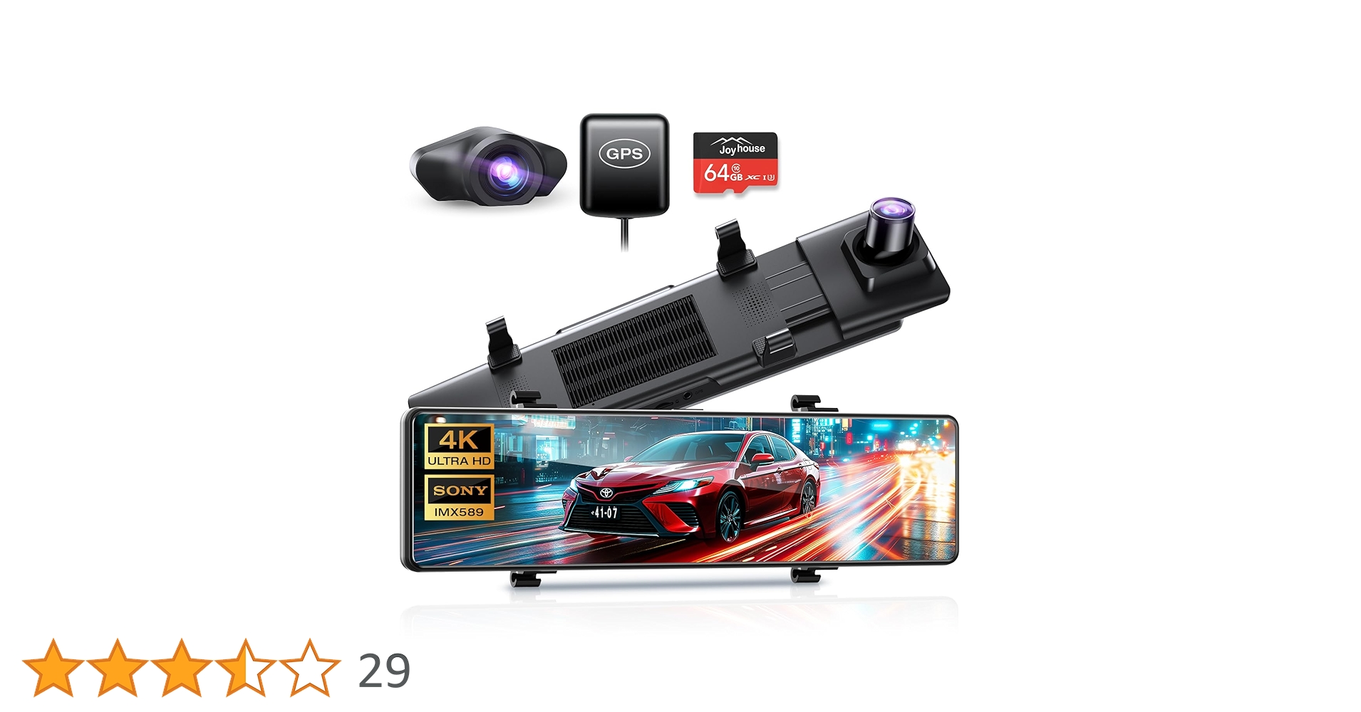 ドライブレコーダー ミラー型 12インチタッチパネル 前後カメラ ミラレコGPS Amazon | ドライブレコーダー ミラー型 【12インチIPS大画面+4K
