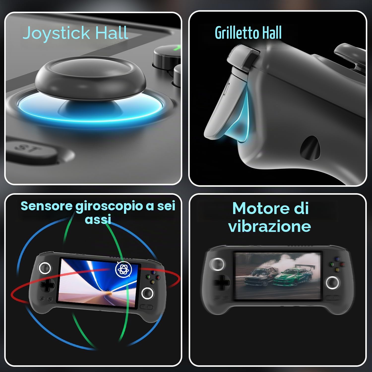 Console di gioco portatile retrò RG556, sistema Android 13, processore Unisoc T820 da 5,48 pollici, schermo AMOLED touch da 5500 mAh, supporto batteria WiFi online DP uscita (blu trasparente)