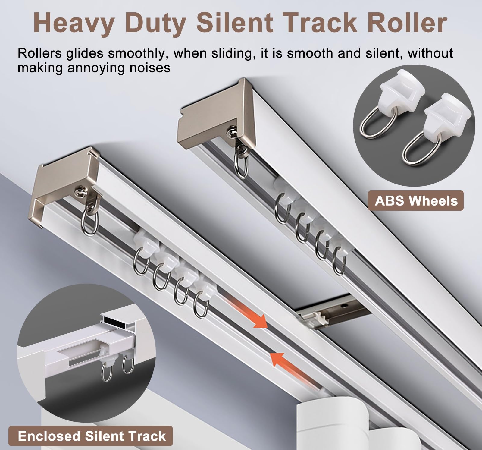 ERRULAN Rideau Rail Panneau Coffre à Rideaux avec cantonnière avec Rail, Occultant Corniche Barre de Tringle à Rideaux Fixée, Aluminium Lambrequins décoratifs(Single-Wall Mount,94.5in/240cm)