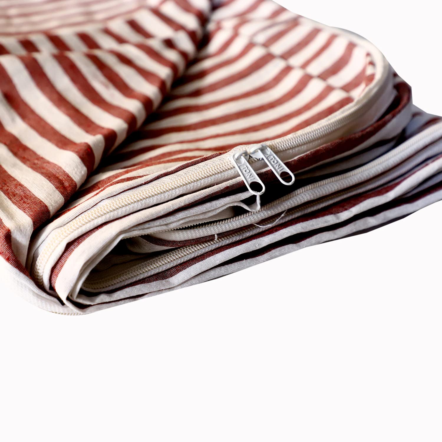 Fairy Down Cotton 300 TC Mattress Cover/Protector with Zip/Chain for Single Size Bed (Color: Red Line | Size: 78 * 36 * 8 inches) 6.5 * 3 feet