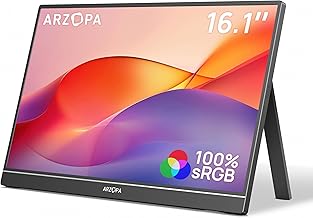 ARZOPA 16.1 Inch FHD IPS 100sRGB Single Stem Portable Monitor Support HDMI/Type-C/USB-C Eye Protection for Laptop/PC/Mac/PS4/5/Xbox