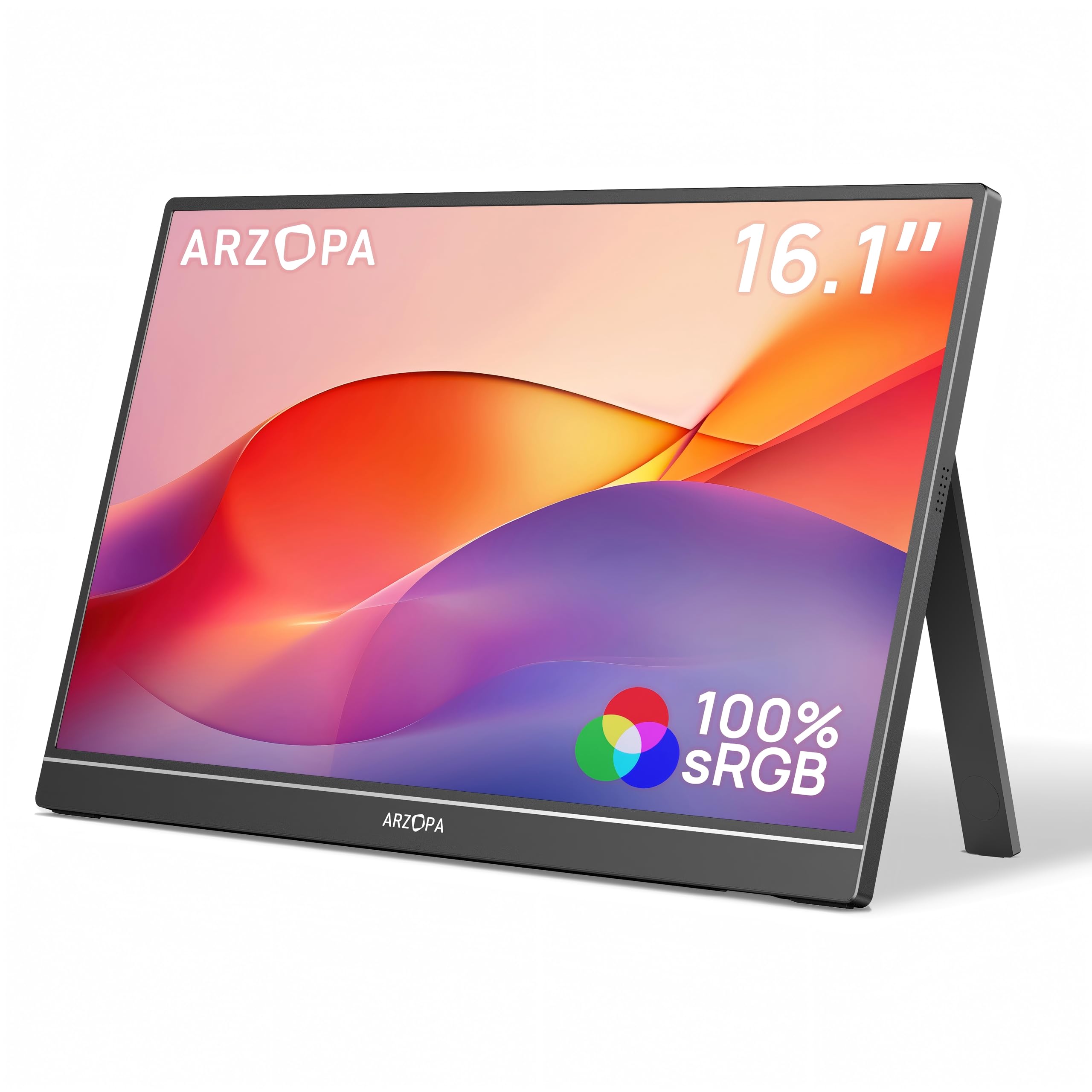 ARZOPA 16.1" FHD IPS 100sRGB% Portable Screen Monitor with Single Rod, Support HDMI/Type-C/USB-C, Eye Protection, for Laptop/PC/Mac/PS4/5/Xbox