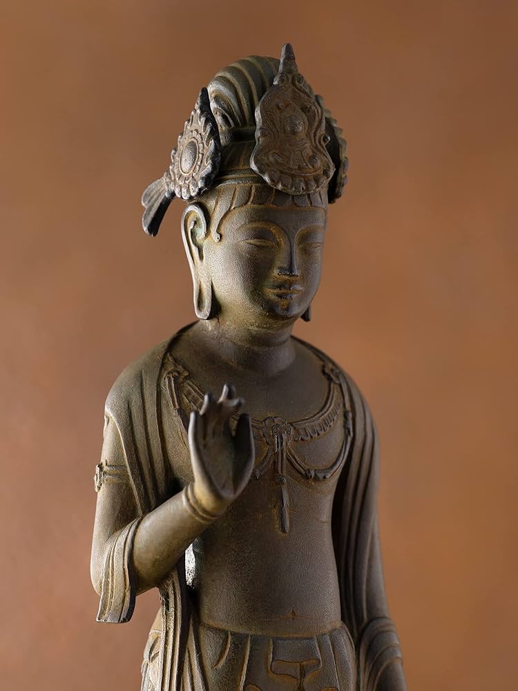 伝統工芸品 夢違観音 京仏師・彫刻家 長田晴鳳 ブロンズ 法隆寺『夢違観音』 - 国内外