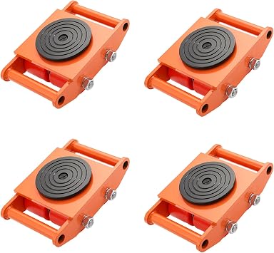 Heavy Duty Machinery Mover Skates, Low-Profile Equipment Rollers w/Non-Marking Wheels for Factory, Warehouse, Workshop