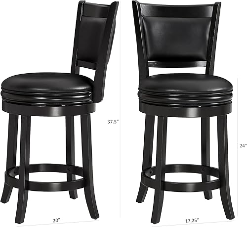 Miniatura 27 de Ball & Cast Taburetes giratorios tapizados para mostrador de cocina, taburetes de bar de 24 pulgadas de altura del asiento, silla de taburete