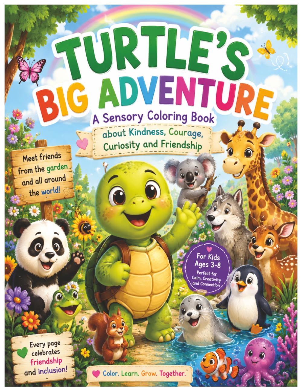 Turtle's Big Adventure: A Heartwarming Children's Coloring Book About Friendship, Kindness and Adventure