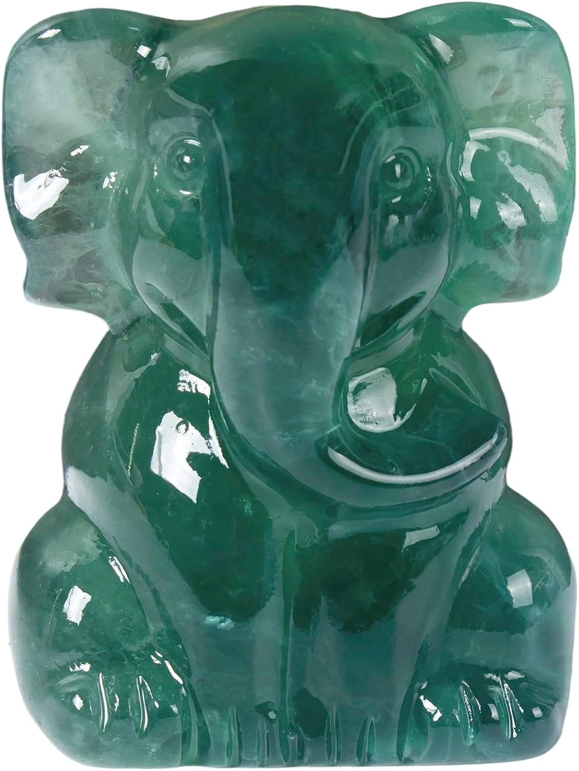 2 Inch Crystal Elephant Decor Statues, Fluorite Cute Sitting Elephant Figurines, Reiki Healing Crystal Carved Animal Statues, Home Office Desk Hand Carved Decor Gifts for Women