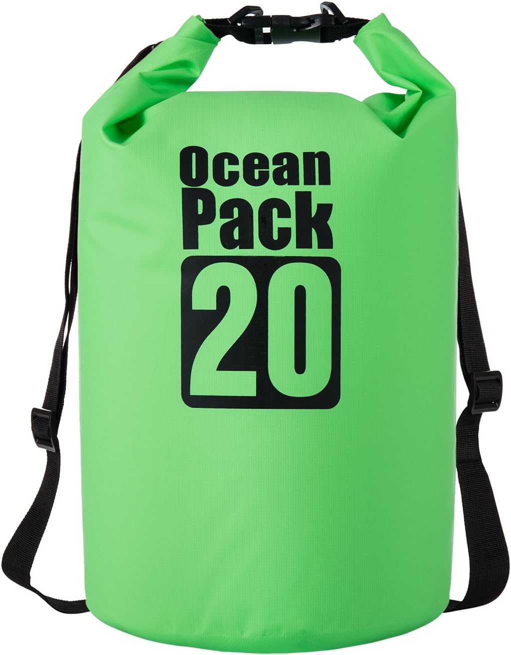 Durable and Lightweight 10L/20L Outdoor Dry Bag, Waterproof Floating Dry Bag Sack Ocean Pack for Floating, Diving, Camping, Hiking, Rafting, Swimming,Snowboarding and Fishing (Green 20L)