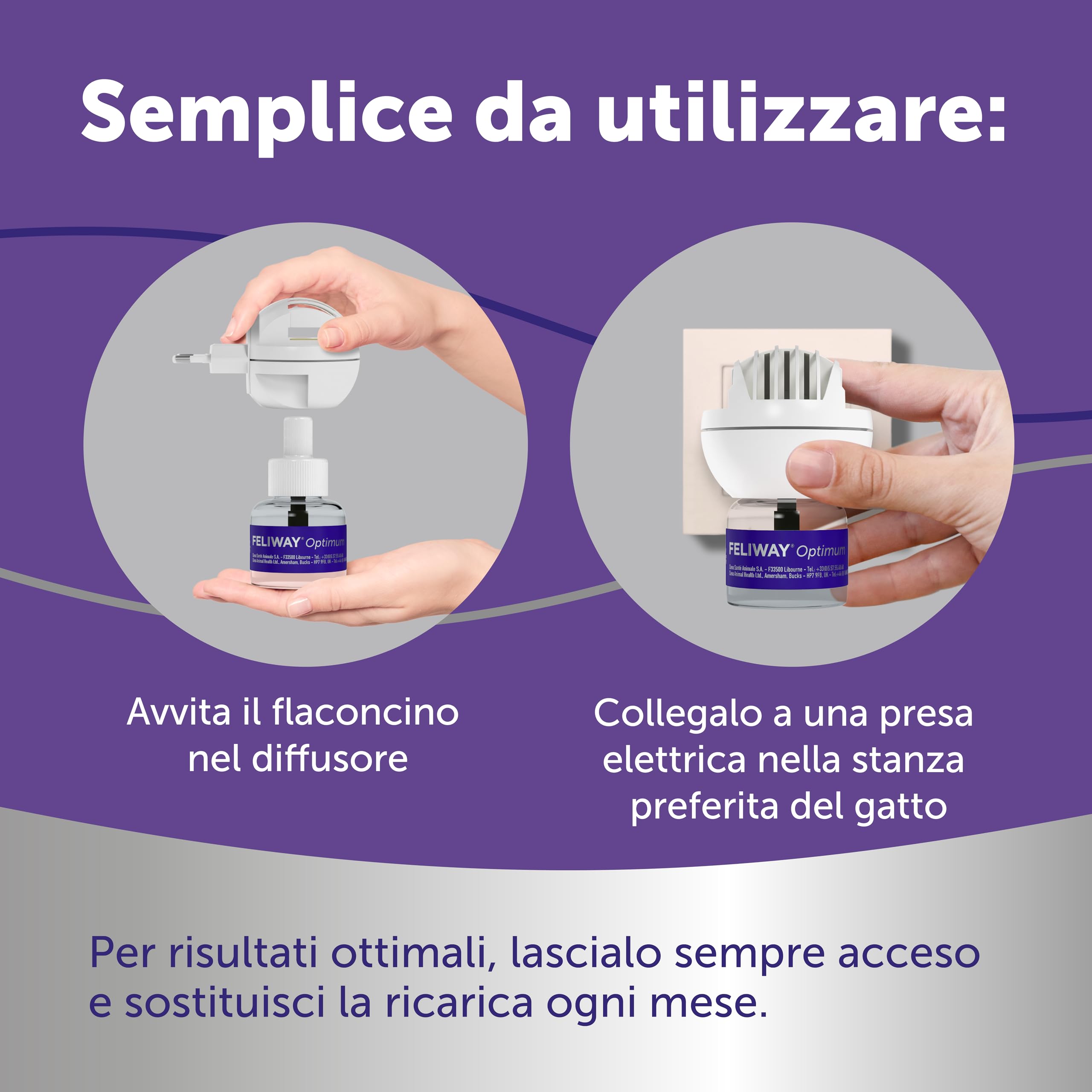 FELIWAY Optimum 3x30 Giorni di Ricariche Calmanti per Diffusore di Feromoni, Confezione da 3x48 ml – Aiuta a Risolvere Tutti i segni Comuni di Stress nei Gatti e Gattini, Raccomandato dai Veterinari
