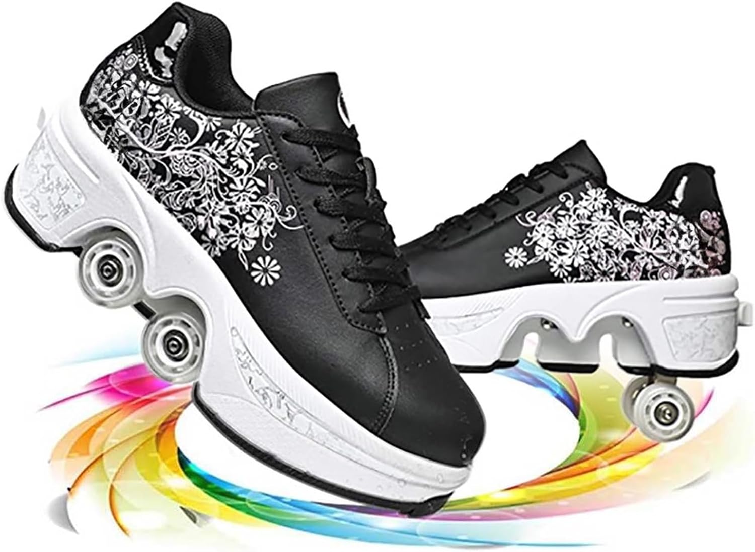 roller skates for girls trainers scooter skateboard shoes trainers with wheels sports gymnastics fashion multipurpose kick roller shoe for boys and girls