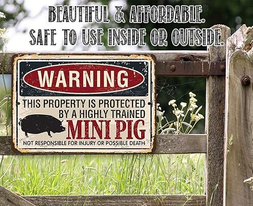 Miniatura 4 de Metal Sign - Warning Property Protected By Mini Pig - Durable Metal Sign - Use IndoorOutdoor - Great Gift and FarmHome Decor Under 20 8 x 12