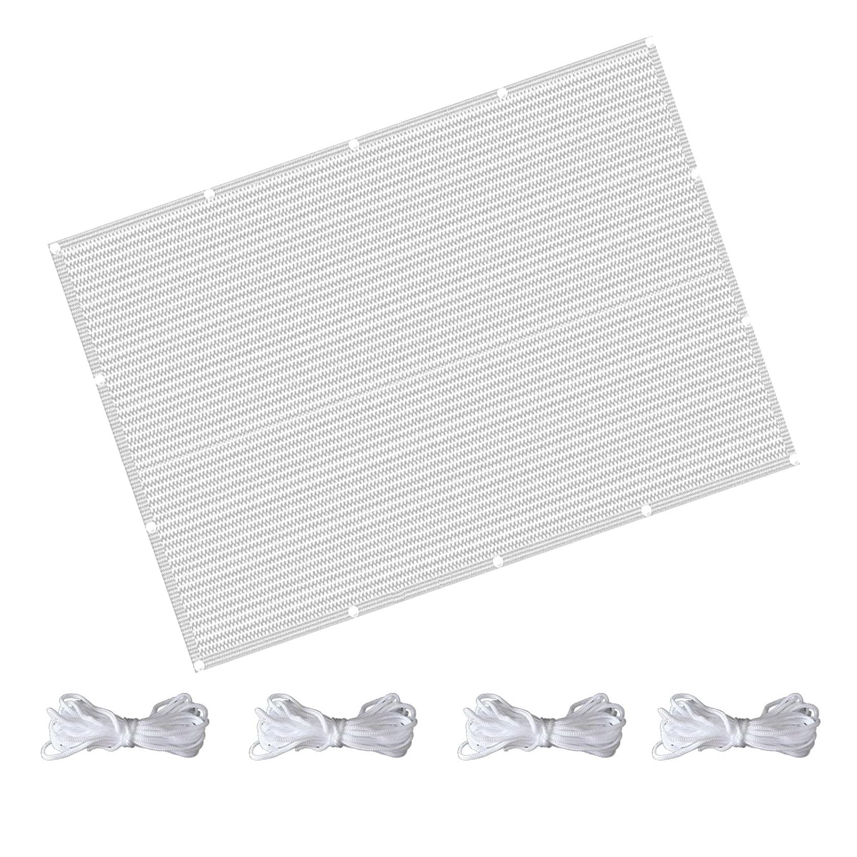 Voile d'ombrage rectangulaire 450 x 600 cm en tissu PEHD blanc, auvent haut de gamme