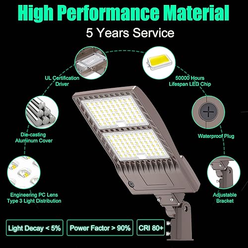Miniatura 2 de Luz de poste LED de 480 V 320 W con soporte deslizante para estacionamiento, luces LED para caja de zapatos con certificación UL DLC 44800LM 5000K