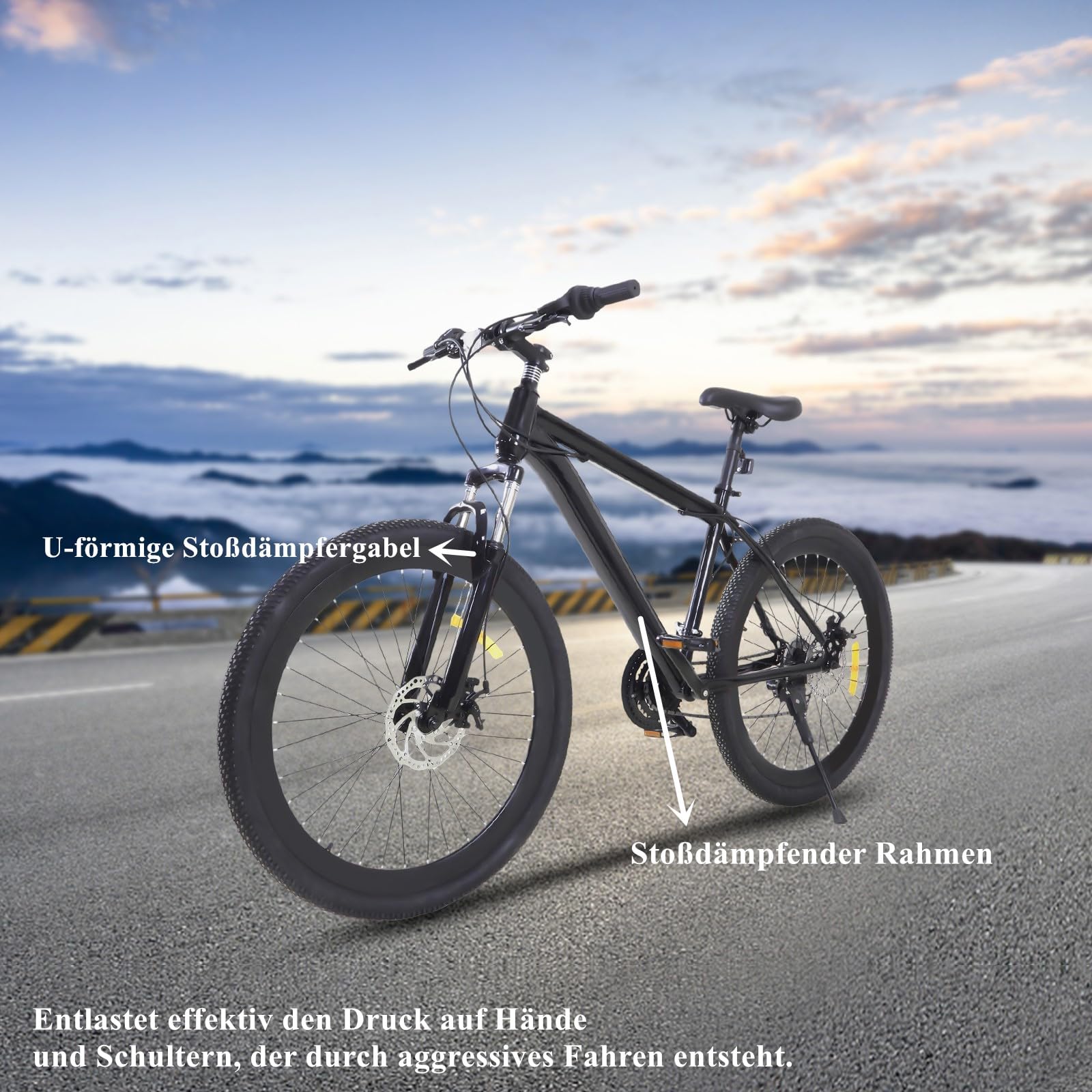 Mountainbike 26 Zoll Premium Mountainbike 21 Gang Schaltung, Doppelscheibenbremse Fahrrad Herren Bike für alle Arten von Straßen, MTB Fahrrad für Mädchen Jungen Herren und Damen