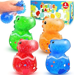 Stress Balls for Kids and Adults - 4 Pack Squishy Stress Balls for Stress and Anxiety Relief, Fun Sensory Fidget Balls Set Filled with Water Beads for Kids, Boys and Girls
