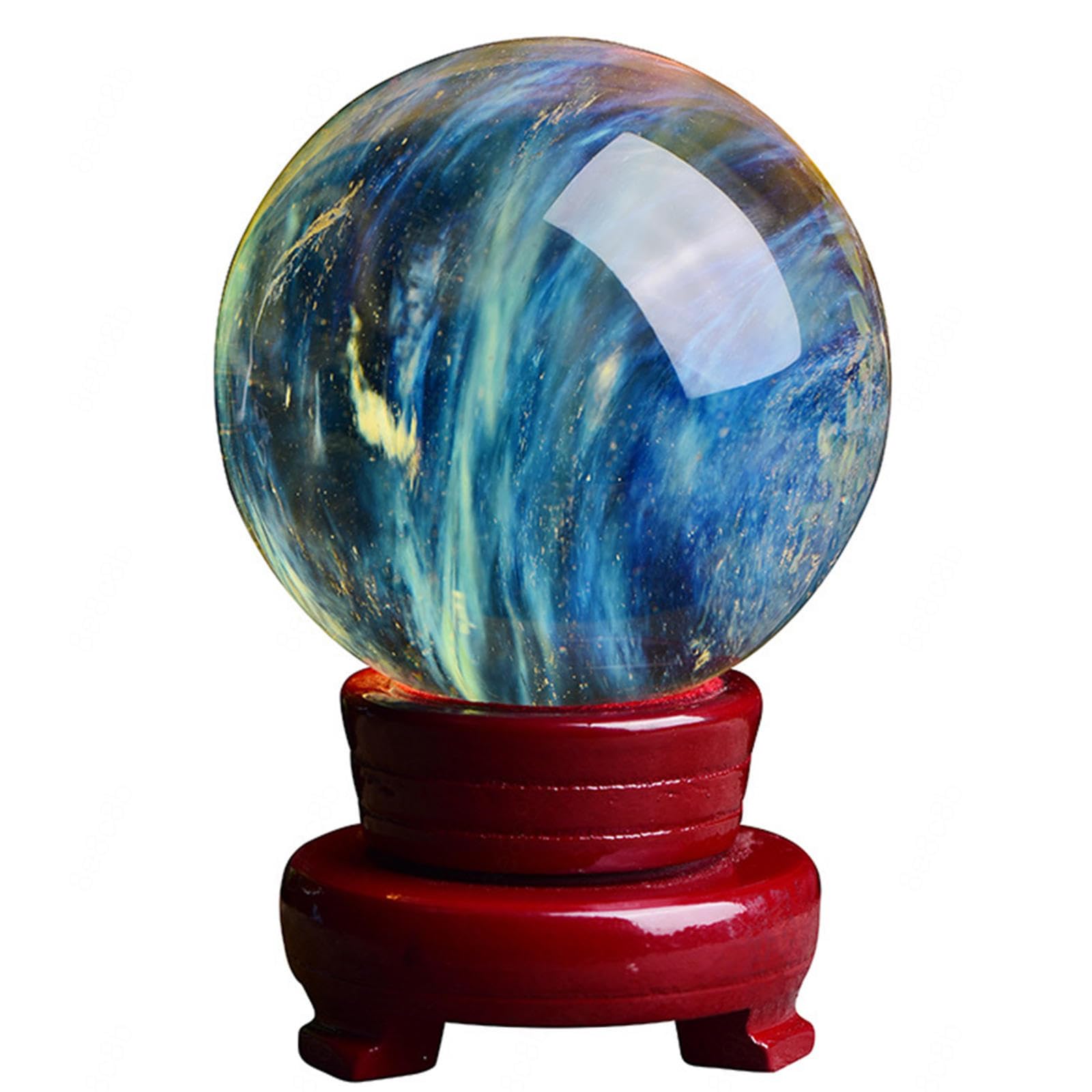 ICXLPMC Crystal Ball Citrine Gemstone Divination Sculpture Figurine Wealth and Happiness Ornament Decoration Attract,130mm