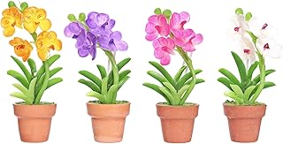 Cute Orchid Refrigerator Magnets for Fridge, Tiny Strong Magnets Artificial Flower Clay Handmade for Home Decoration, Set of 4 PCS.