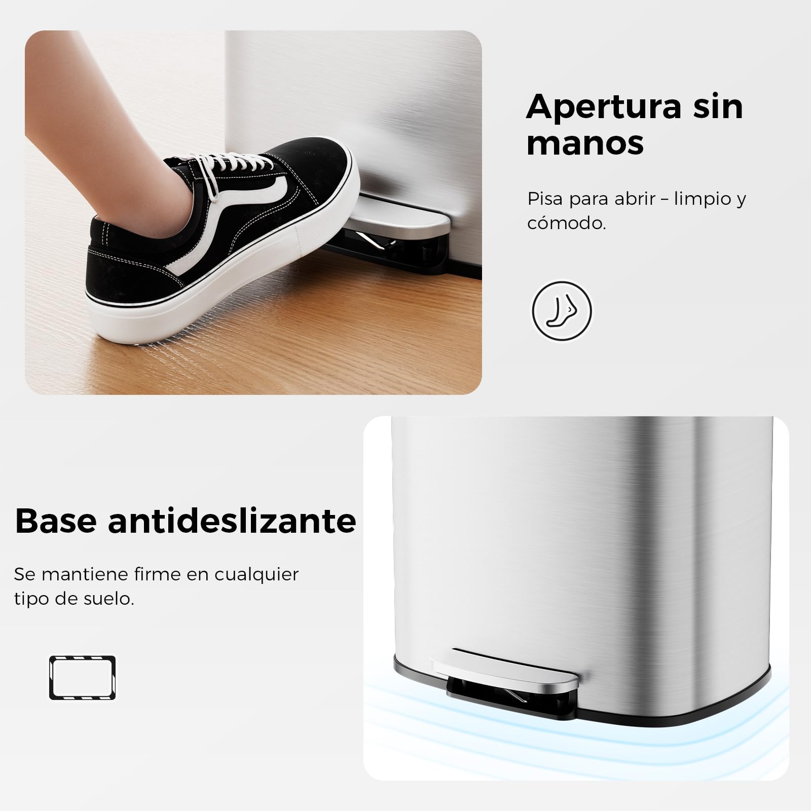 YASHE Cubo de Basura Cocina 50L, Gran Cubo Basura con 20 Bolsas, Pedal, Cierre Suave y Fácil de Limpiar