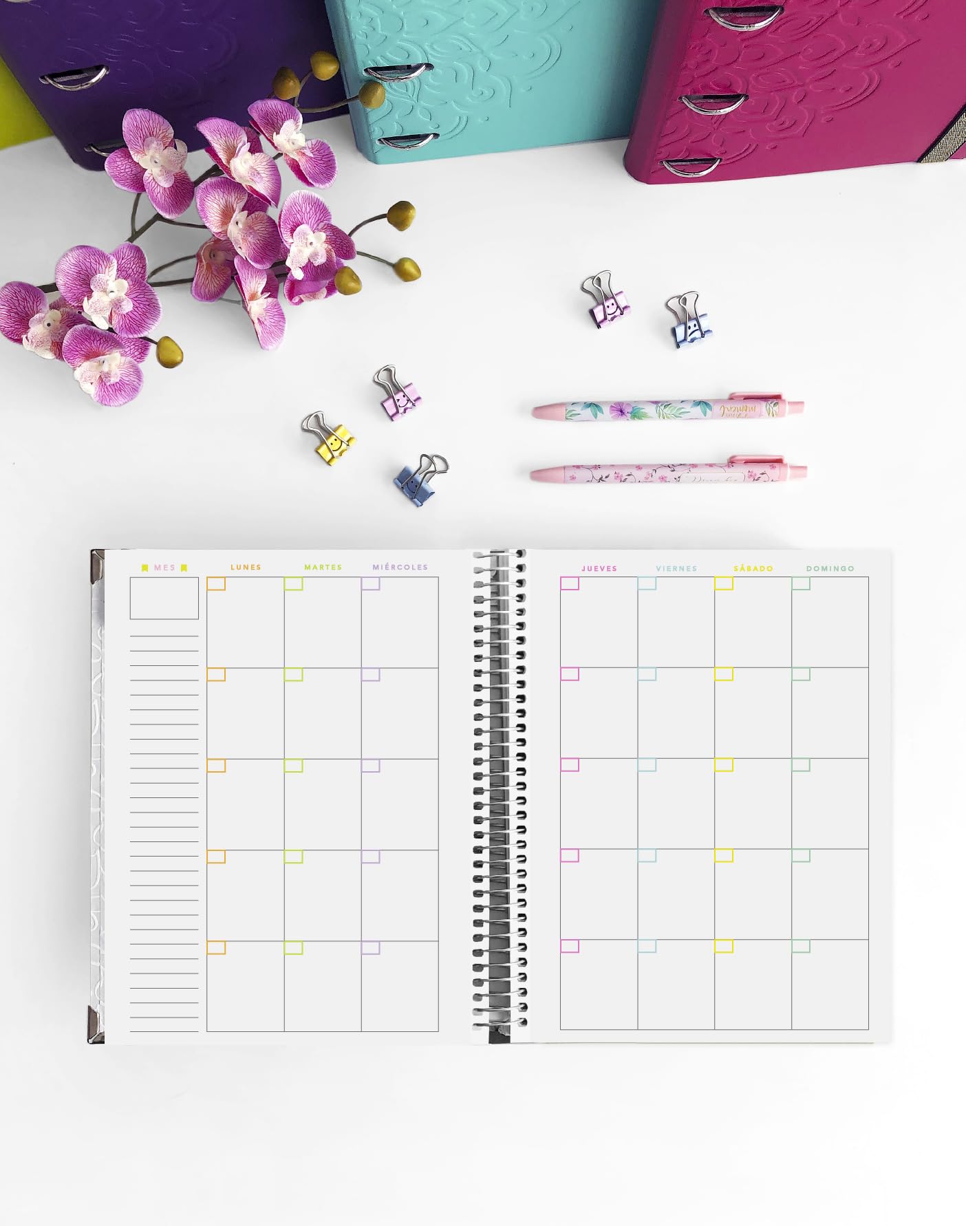 Agenda oposiciones A5 - semanal sin fechas - Verde Mar Liso (Con separadores)