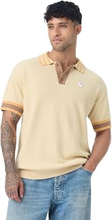 The Souled Store Jacquard Polo: Men and Boys Short Sleeve Spread Collar Textured Jacquard Knit Lightweight Everyday Street... Price In India