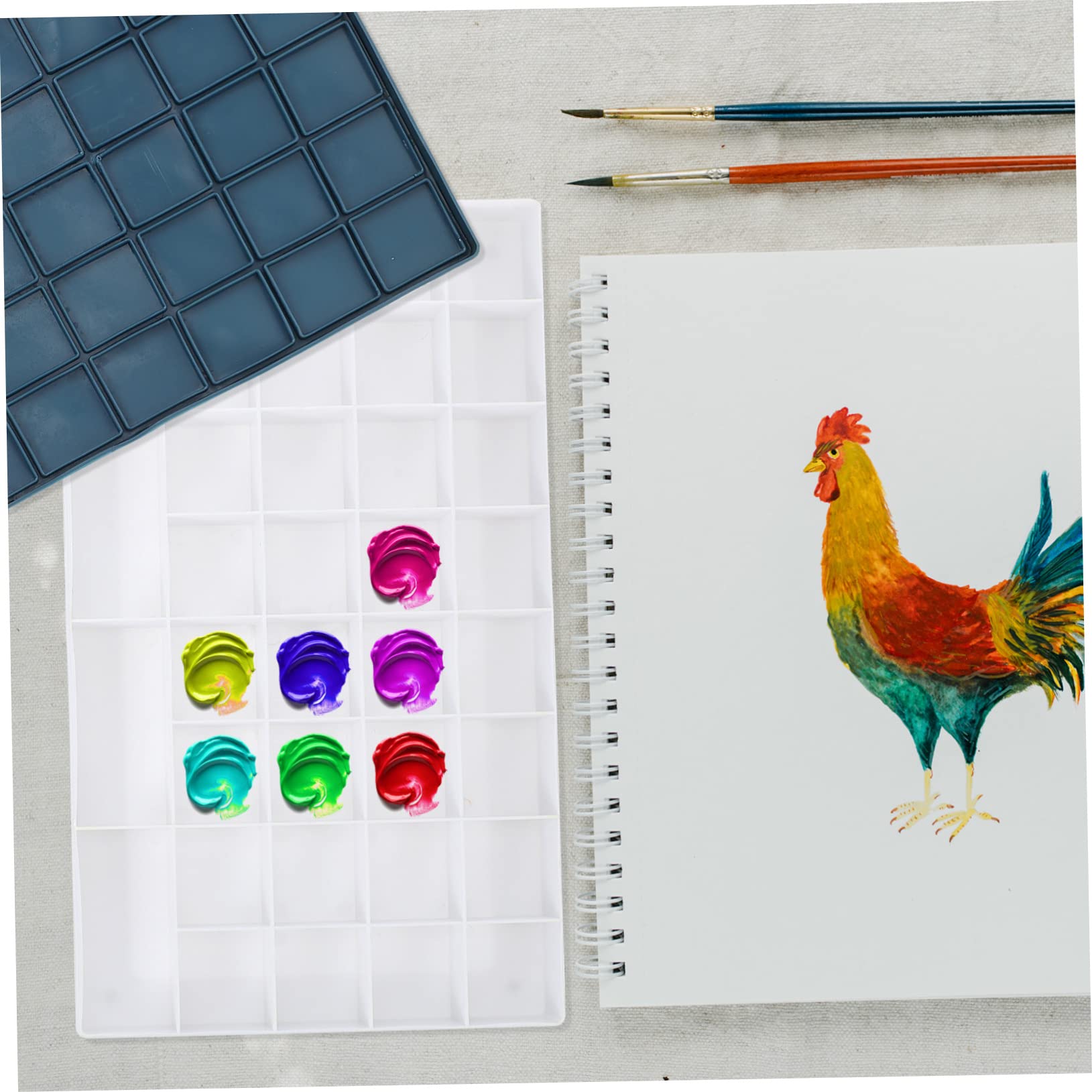 3pièces Boîte à Peinture Gouache Plastique à Capacité Palette De Splicing Pour Artistes
