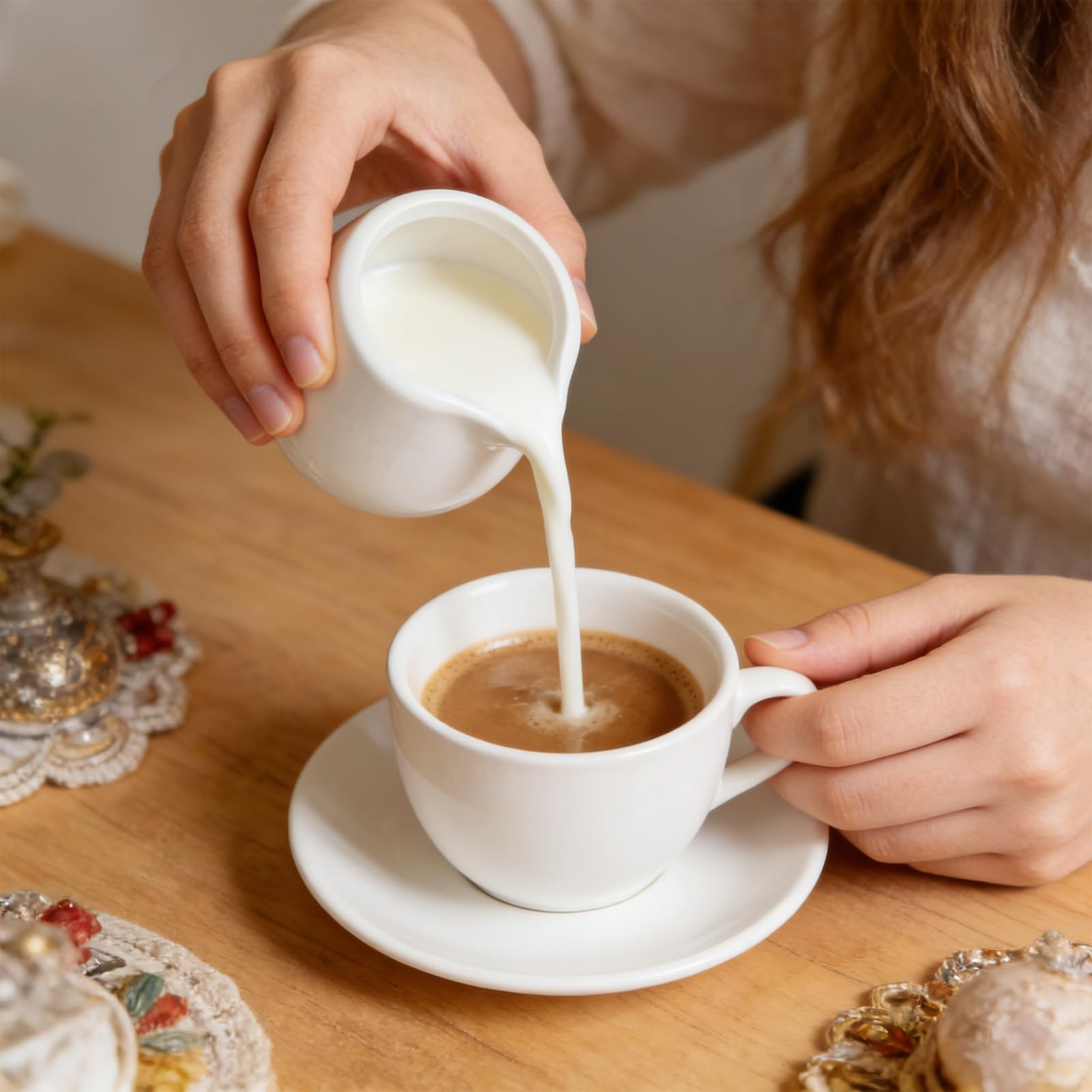 Brocca per latte in porcellana, 12 pezzi, 50 ml, piccola brocca per latte in ceramica, senza manico, per espresso, brocca per schiuma, mini brocca per cappuccino, latte, latte art, salse