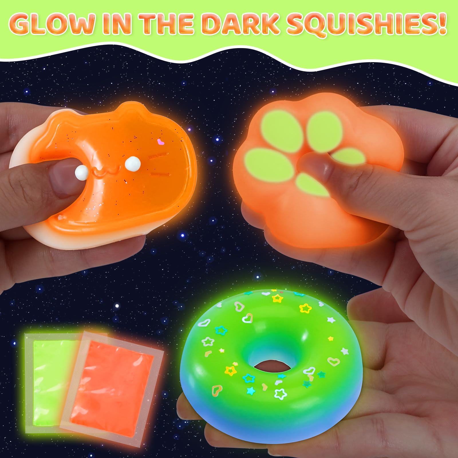 Highttoy Kit Squishy Silicona Líquida Luminoso Bricolaje, 480ml AB Proporción 1:1 Squishy Goma de Silicona avec 6 Moldes y Accesorios, Juguetes Sensoriales Antiestrés para Niños 6+ Años